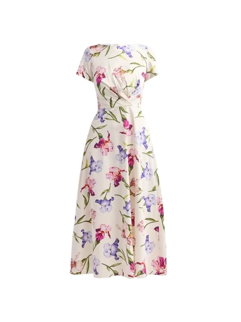 Women's Iris Flowers Poplin Day Dress