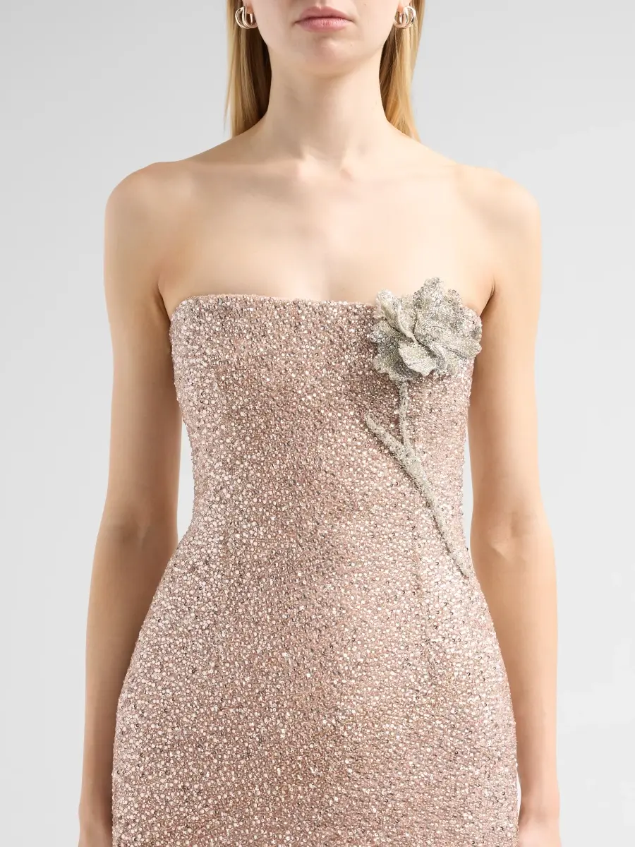 Oscar de la Renta Women's Resort Beaded Iris Embroidered Cocktail Dress | Thumbnail 5
