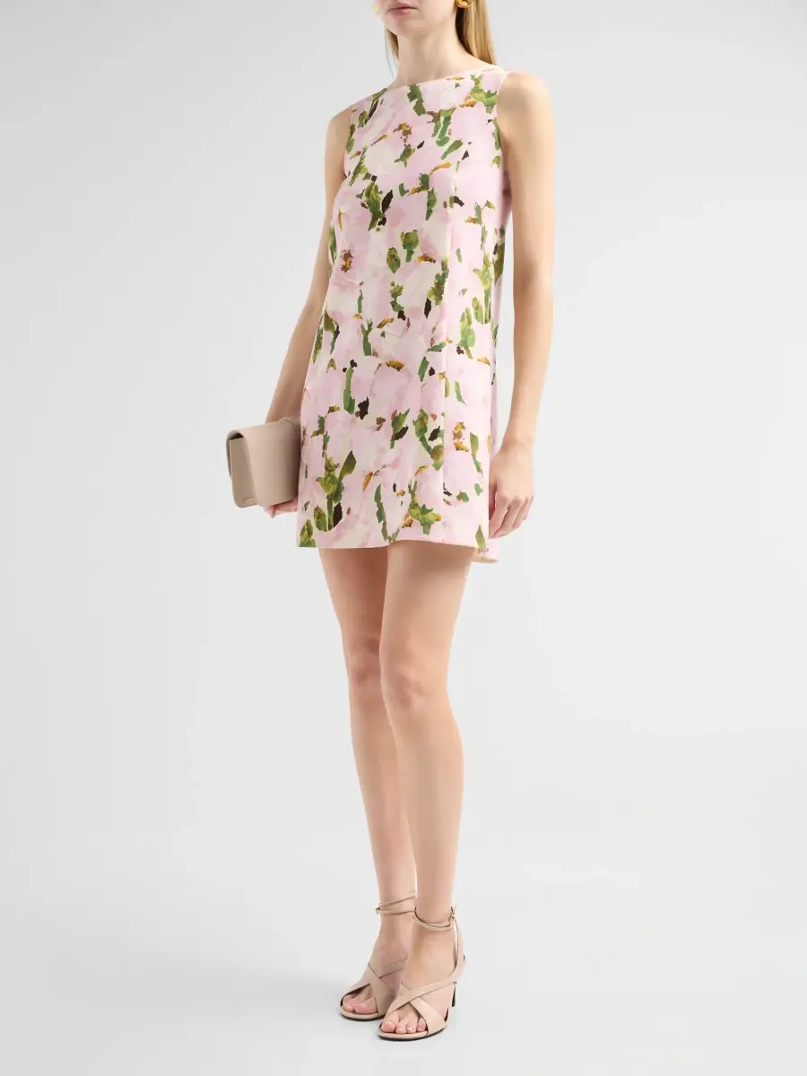 Oscar de la Renta Women's Watercolor Iris Wool Shift Dress | Thumbnail 4