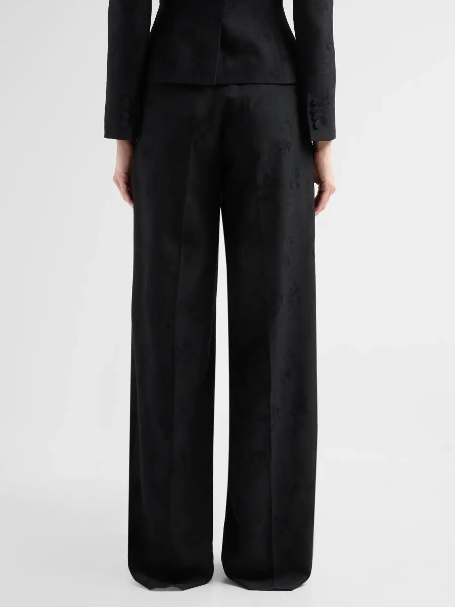 Oscar de la Renta Women's Floral-Jacquard Wool Wide-Leg Trousers | Thumbnail 3 Oscar de la Renta Women's Floral-Jacquard Wool Wide-Leg Trousers | Thumbnail 3
