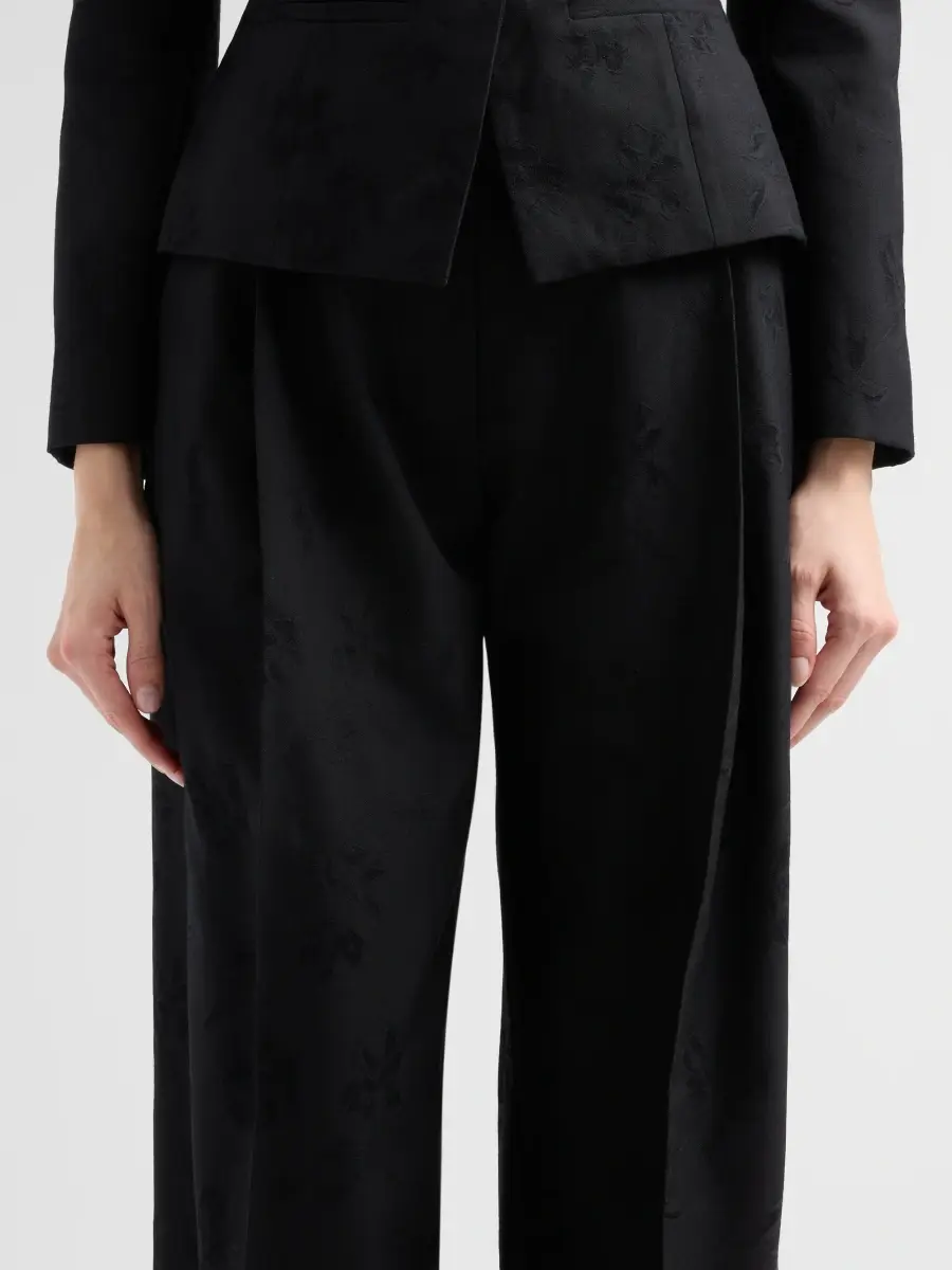 Oscar de la Renta Women's Floral-Jacquard Wool Wide-Leg Trousers | Thumbnail 5 Oscar de la Renta Women's Floral-Jacquard Wool Wide-Leg Trousers | Thumbnail 5