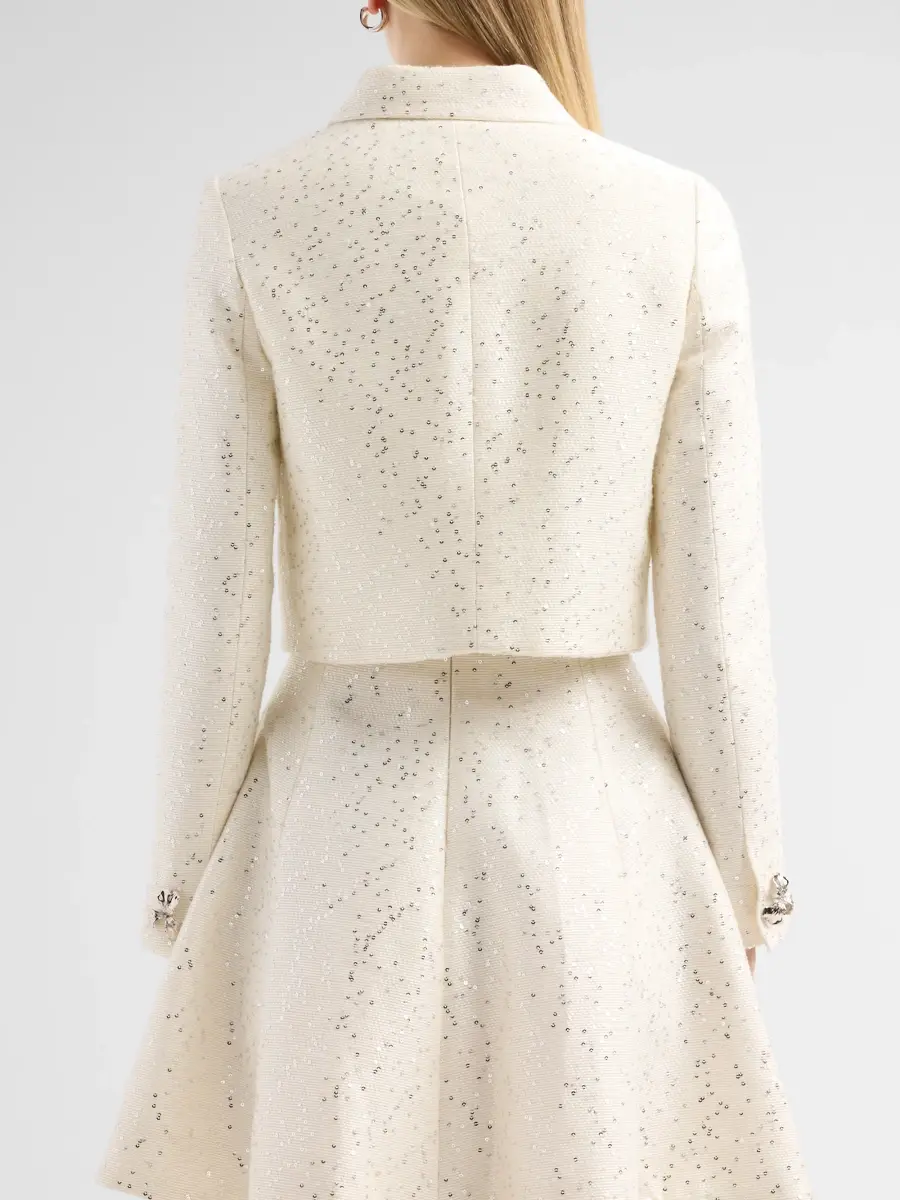 Oscar de la Renta Women's Sequin Tweed Short Jacket | Thumbnail 3 Oscar de la Renta Women's Sequin Tweed Short Jacket | Thumbnail 3