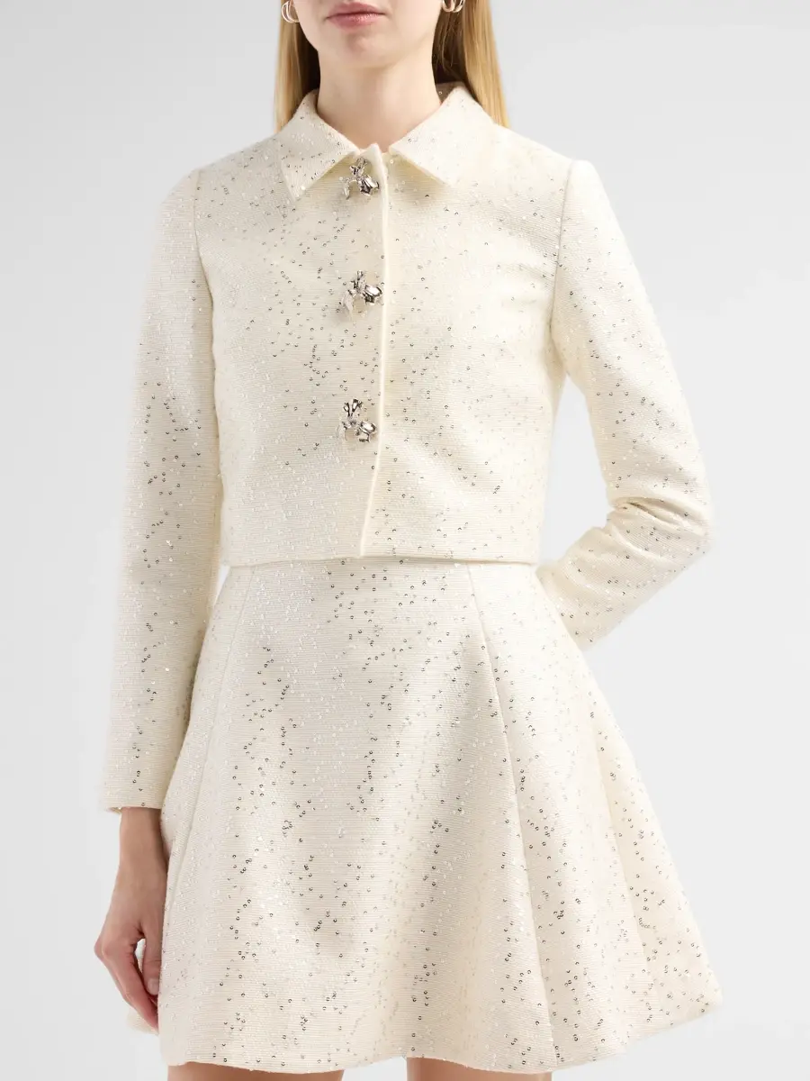 Oscar de la Renta Women's Sequin Tweed Short Jacket | Thumbnail 4 Oscar de la Renta Women's Sequin Tweed Short Jacket | Thumbnail 4