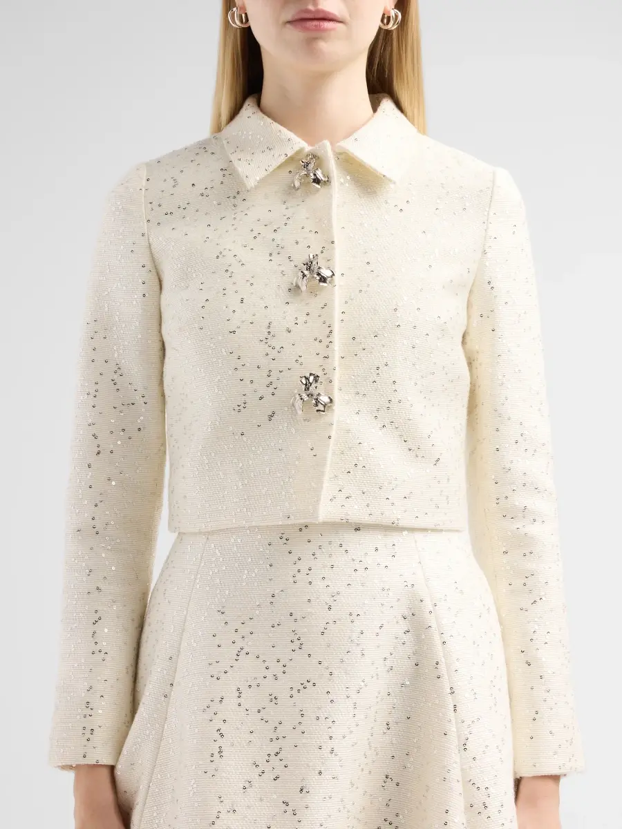 Oscar de la Renta Women's Sequin Tweed Short Jacket | Thumbnail 5 Oscar de la Renta Women's Sequin Tweed Short Jacket | Thumbnail 5