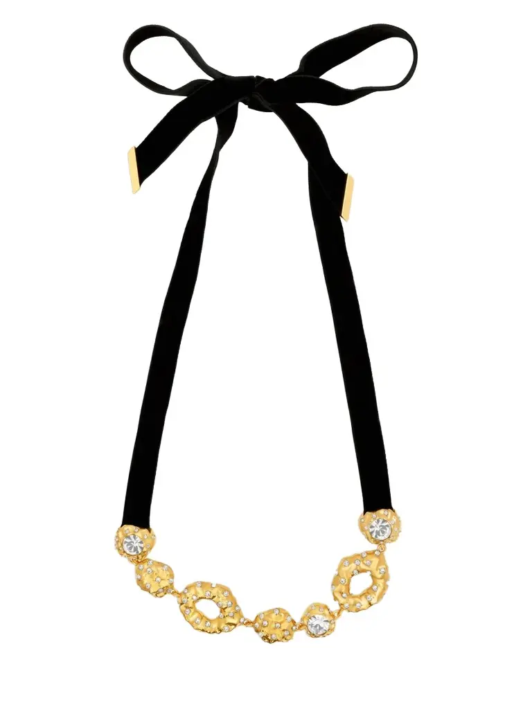 Oscar de la Renta Women's Goldtone, Glass Crystal & Velvet Necklace