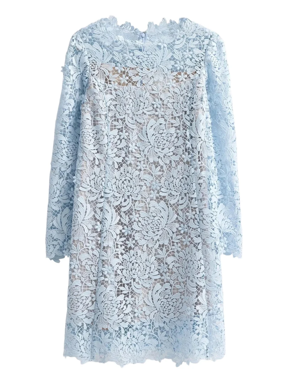 Women's Chrysanthemum 3D Guipure Day Dress Women's Chrysanthemum 3D Guipure Day Dress