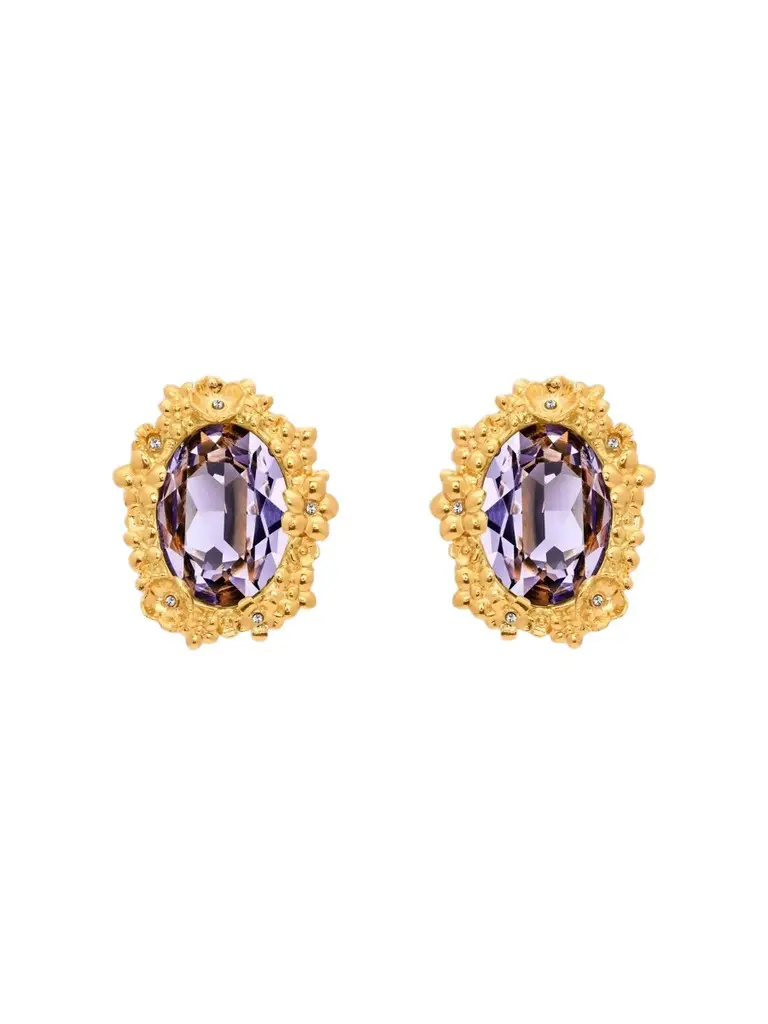 Oscar de la Renta Women's Goldtone & Glass Crystal Stud Earrings