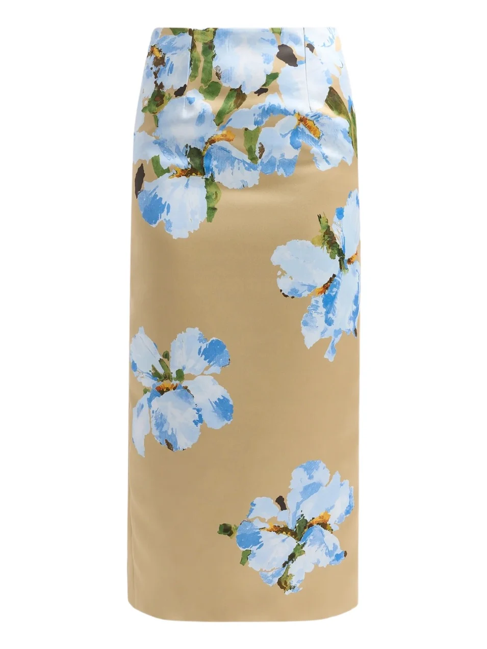 Oscar de la Renta Women's Watercolor Iris Satin Pencil Skirt