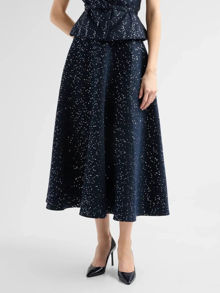 Oscar de la Renta Women's Sequin Tweed A-Line Skirt | Thumbnail 4