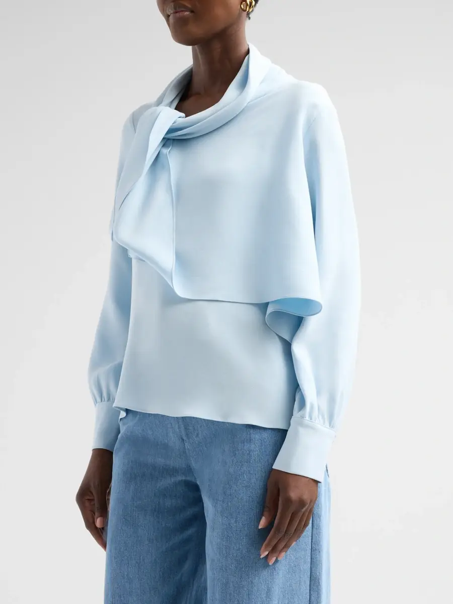 Oscar de la Renta Women's Resort Neck Tie Georgette Blouse | Thumbnail 4