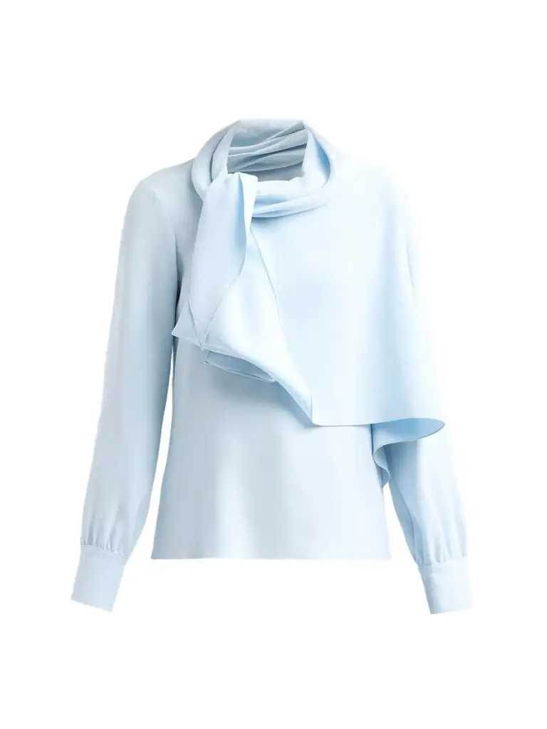 Oscar de la Renta Women's Resort Neck Tie Georgette Blouse