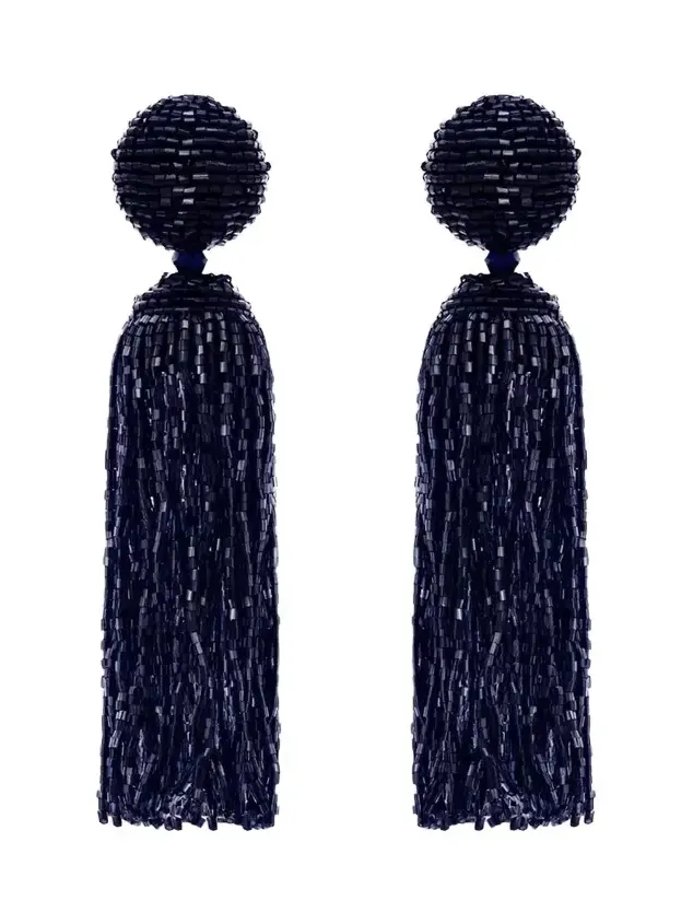 Women's Goldtone & Glass Beaded Tassel Clip-On Drop Earrings Women's Goldtone & Glass Beaded Tassel Clip-On Drop Earrings