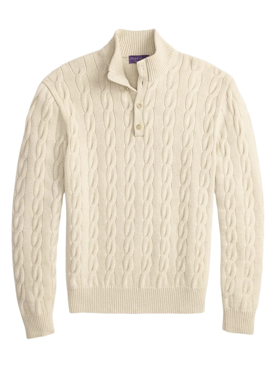 Ralph Lauren Purple Label Men's Cable-Knit Cashmere Sweater