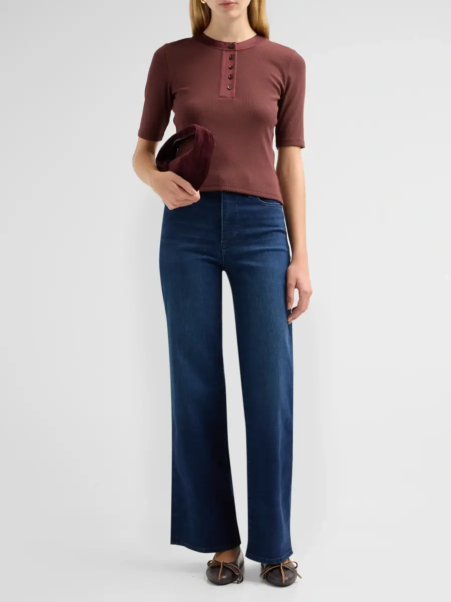 Frame Women's The Satin Trim Henley Top | Thumbnail 2 Frame Women's The Satin Trim Henley Top | Thumbnail 2