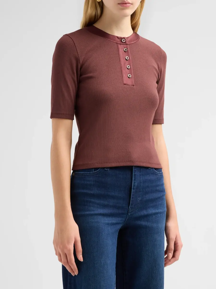 Frame Women's The Satin Trim Henley Top | Thumbnail 4 Frame Women's The Satin Trim Henley Top | Thumbnail 4