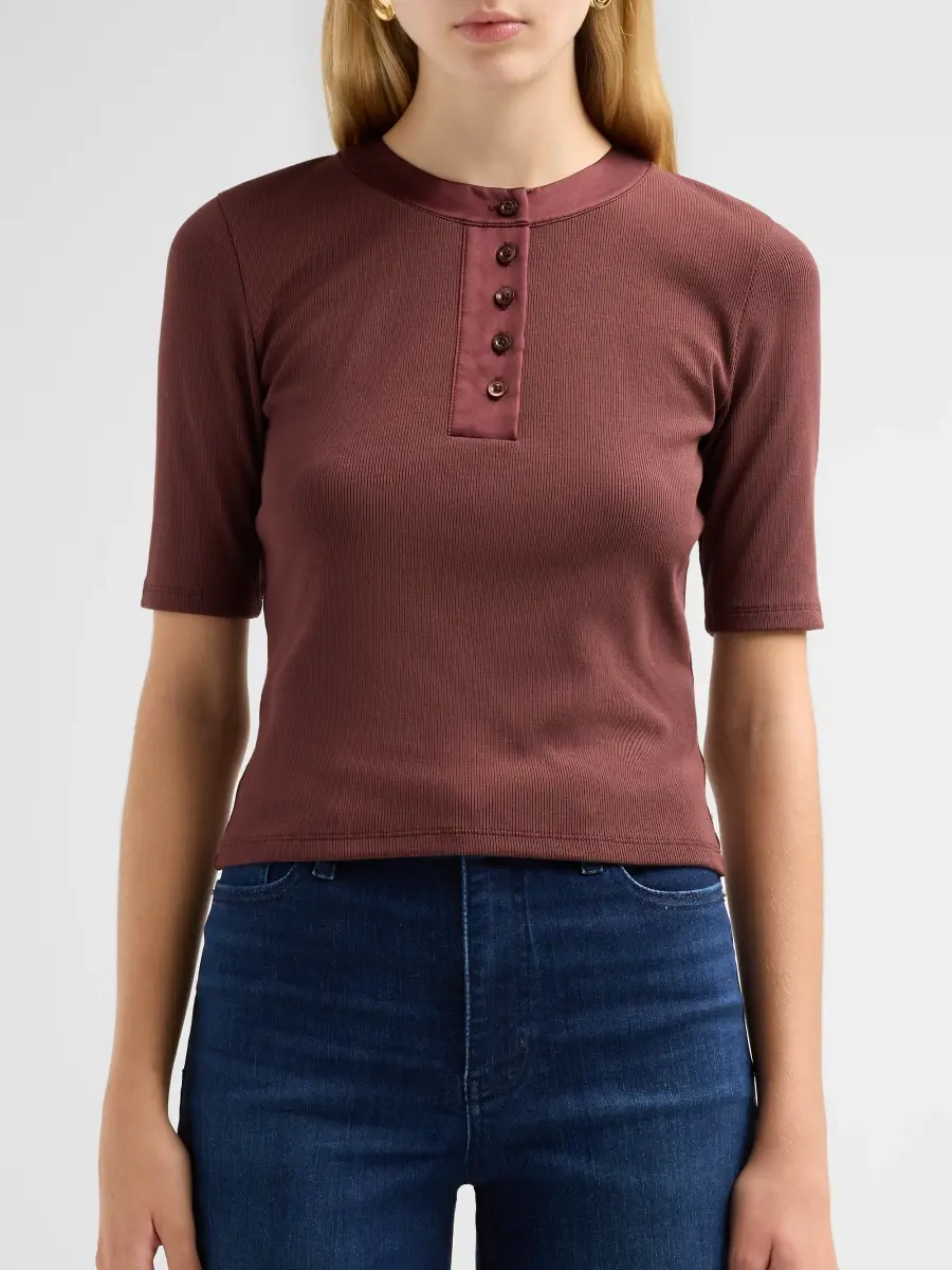Frame Women's The Satin Trim Henley Top | Thumbnail 5 Frame Women's The Satin Trim Henley Top | Thumbnail 5