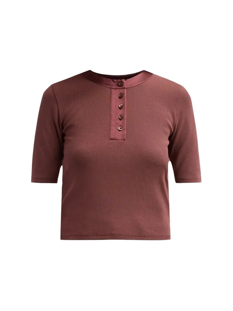 Frame Women's The Satin Trim Henley Top