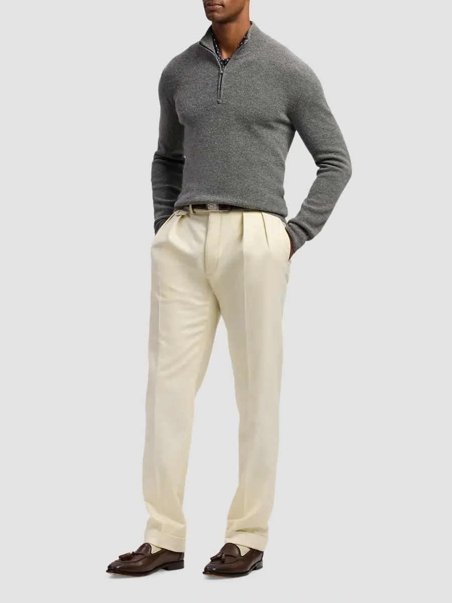 Ralph Lauren Purple Label Men's Textured Cashmere Quarter-Zip Sweater | Thumbnail 2 Ralph Lauren Purple Label Men's Textured Cashmere Quarter-Zip Sweater | Thumbnail 2