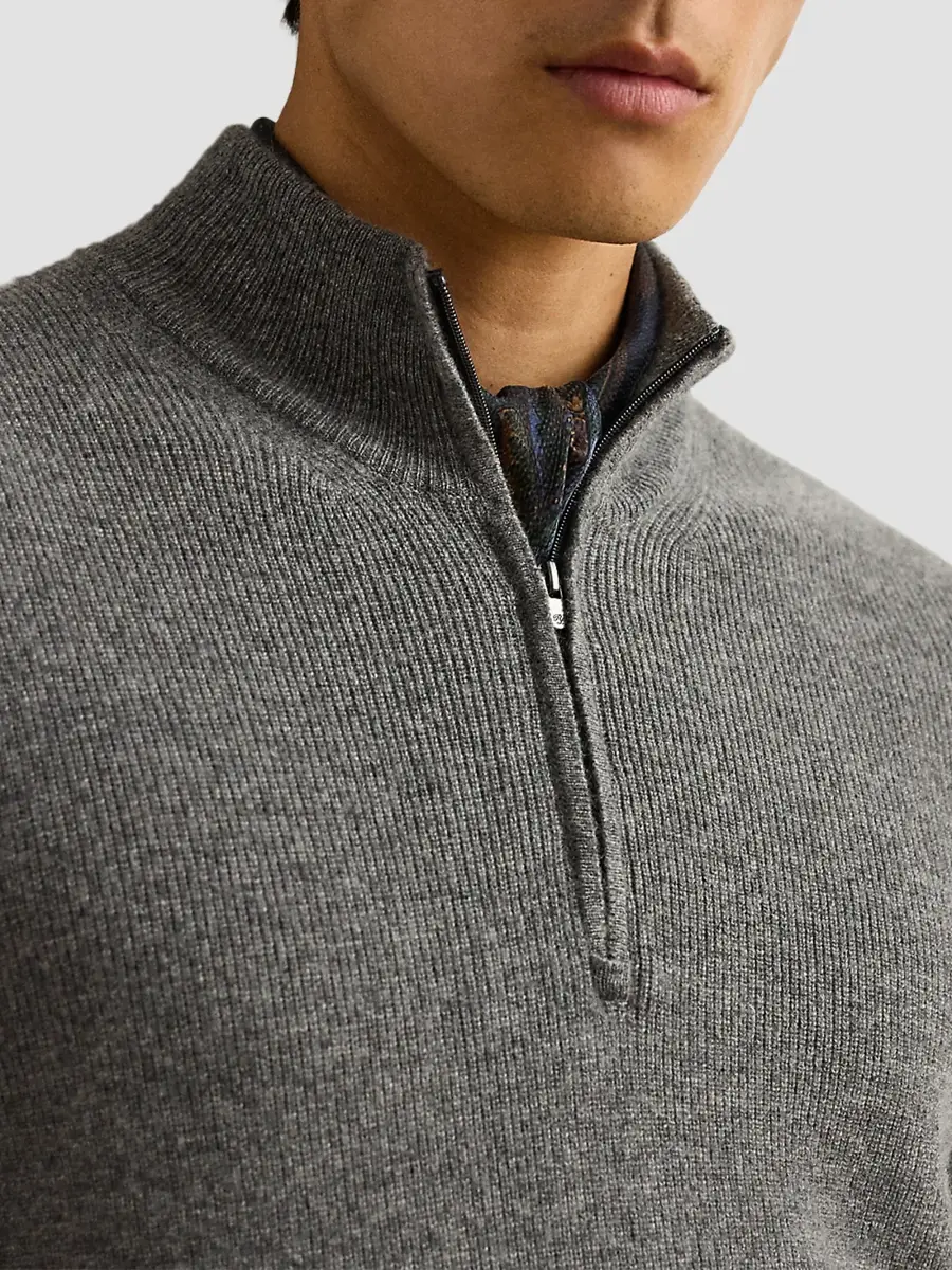 Ralph Lauren Purple Label Men's Textured Cashmere Quarter-Zip Sweater | Thumbnail 5 Ralph Lauren Purple Label Men's Textured Cashmere Quarter-Zip Sweater | Thumbnail 5
