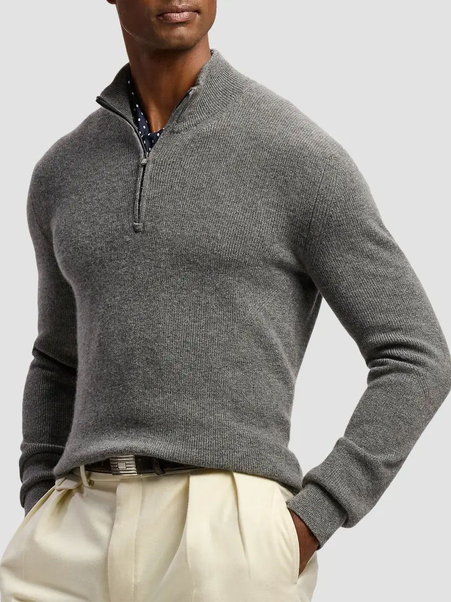 Ralph Lauren Purple Label Men's Textured Cashmere Quarter-Zip Sweater | Thumbnail 7 Ralph Lauren Purple Label Men's Textured Cashmere Quarter-Zip Sweater | Thumbnail 7