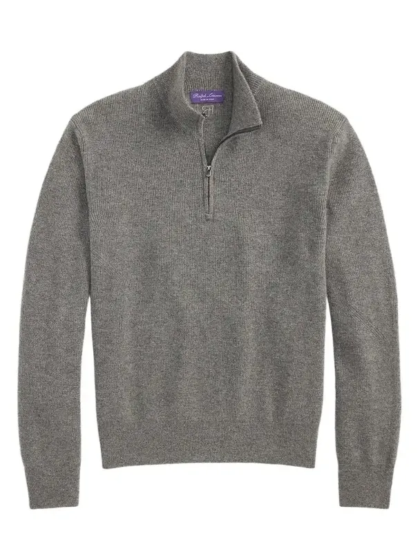 Men's Textured Cashmere Quarter-Zip Sweater