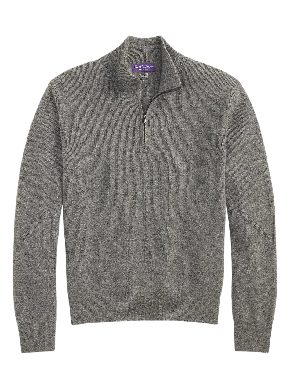 Ralph Lauren Purple Label Men's Textured Cashmere Quarter-Zip Sweater