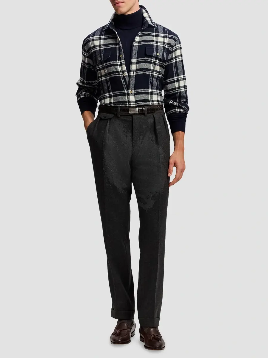 Ralph Lauren Purple Label Men's Plaid Cotton Flannel Shirt | Thumbnail 2 Ralph Lauren Purple Label Men's Plaid Cotton Flannel Shirt | Thumbnail 2