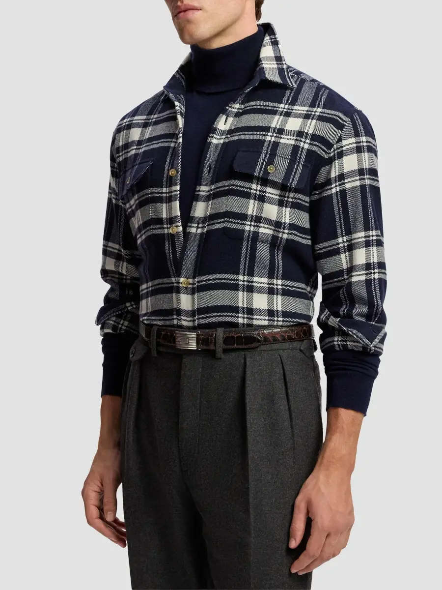 Ralph Lauren Purple Label Men's Plaid Cotton Flannel Shirt | Thumbnail 6 Ralph Lauren Purple Label Men's Plaid Cotton Flannel Shirt | Thumbnail 6