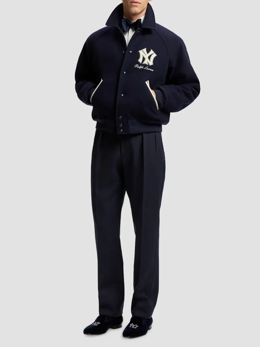 Ralph Lauren Purple Label Men's Yankees Appliqué Shearling-Lined Wool Jacket | Thumbnail 2 Ralph Lauren Purple Label Men's Yankees Appliqué Shearling-Lined Wool Jacket | Thumbnail 2