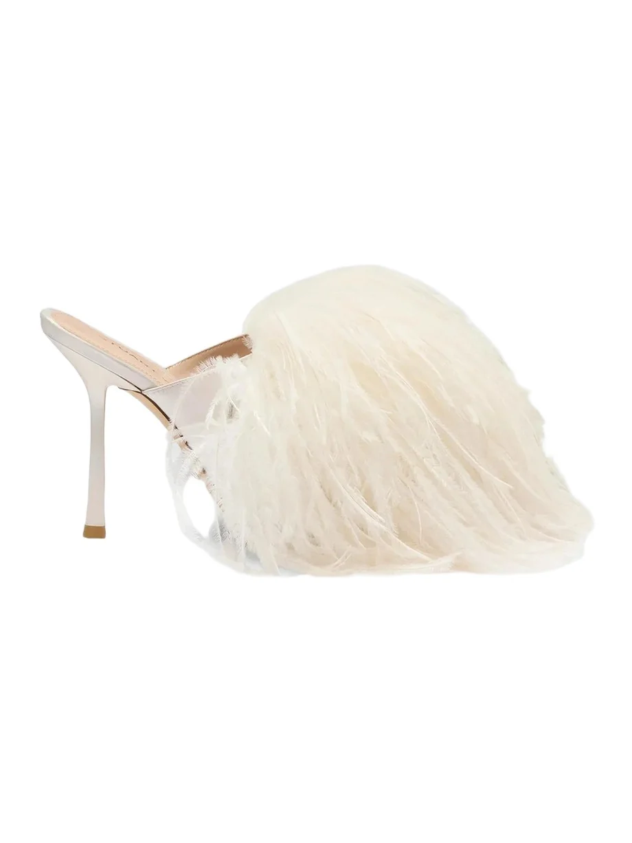 Women's Boa Feather & Satin Slide Sandals Women's Boa Feather & Satin Slide Sandals