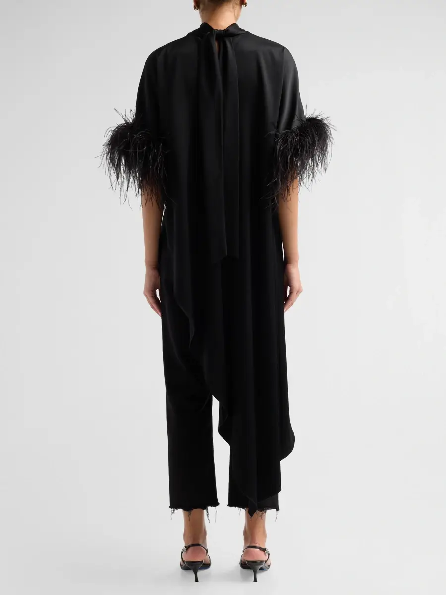 Ungaro Women's Kenzie Feather-Trimmed Satin Blouse | Thumbnail 3 Ungaro Women's Kenzie Feather-Trimmed Satin Blouse | Thumbnail 3