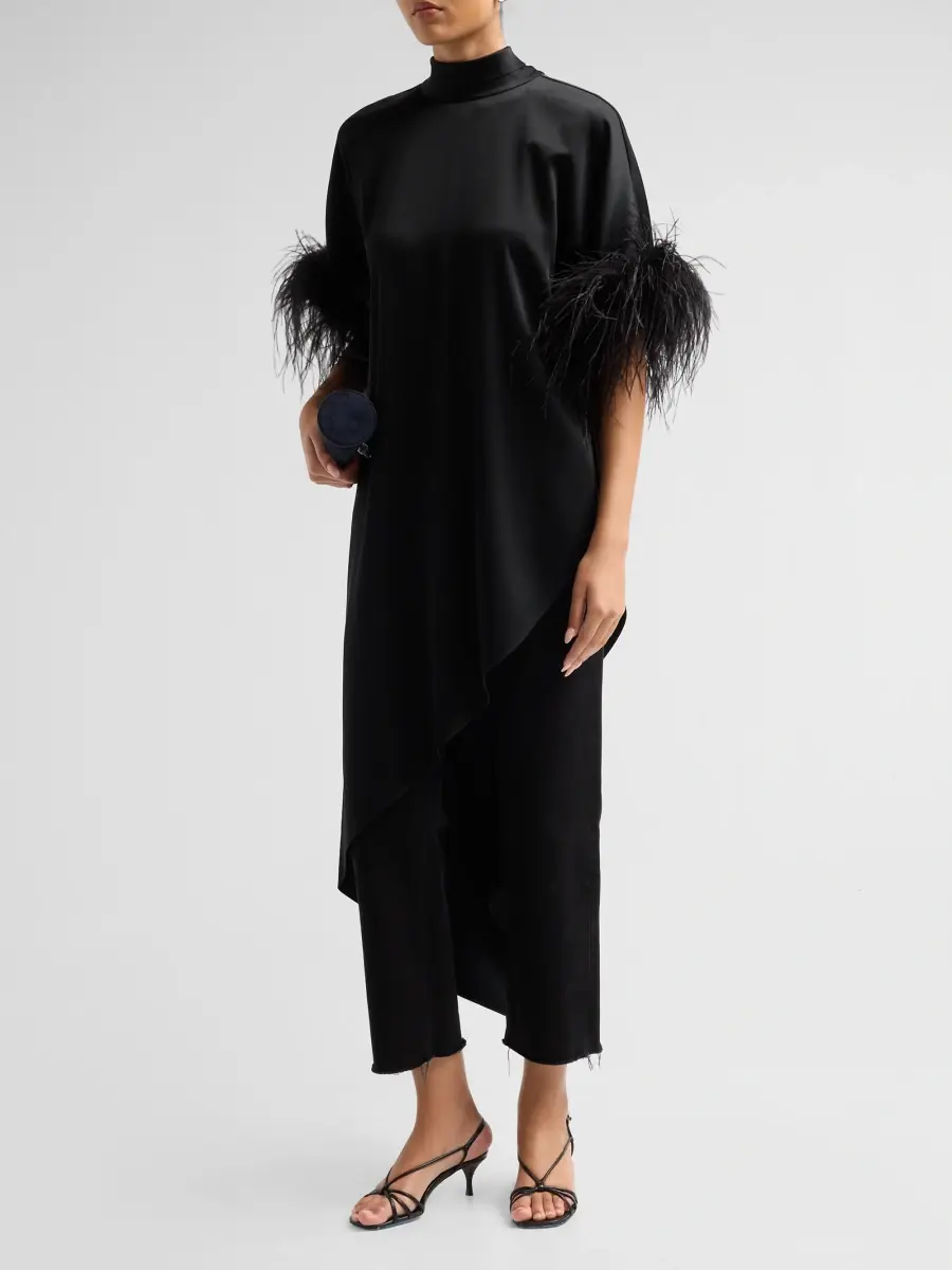 Ungaro Women's Kenzie Feather-Trimmed Satin Blouse | Thumbnail 4 Ungaro Women's Kenzie Feather-Trimmed Satin Blouse | Thumbnail 4