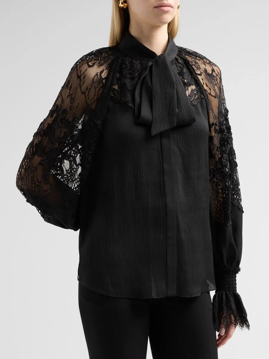 Ungaro Women's Thea Lace-Inset Tieneck Blouse | Thumbnail 4 Ungaro Women's Thea Lace-Inset Tieneck Blouse | Thumbnail 4