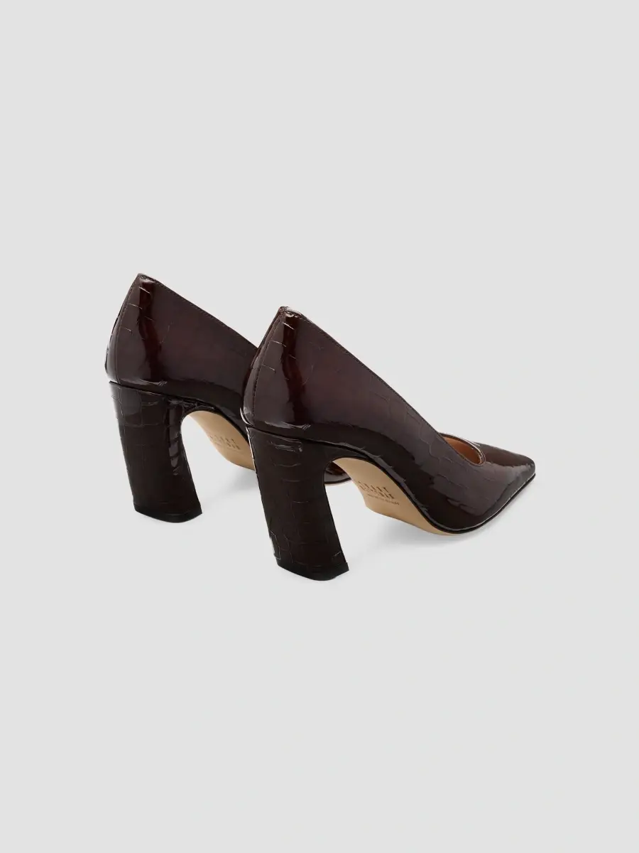 Stuart Weitzman Women's Stassi 85MM Croc-Embossed Patent Leather Pumps | Thumbnail 3 Stuart Weitzman Women's Stassi 85MM Croc-Embossed Patent Leather Pumps | Thumbnail 3