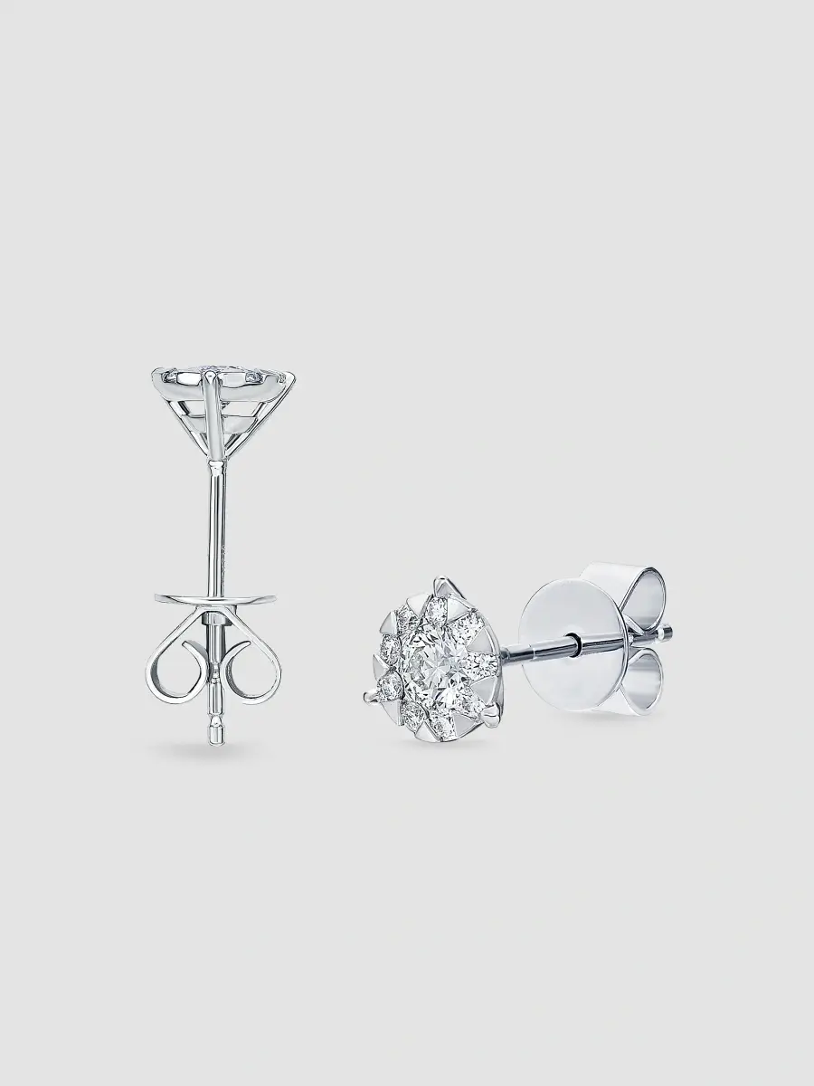 Mémoire Women's Bouquet 18K White Gold & 0.31-0.36 TCW Diamond 3-Prong Stud Earrings | Thumbnail 2 Mémoire Women's Bouquet 18K White Gold & 0.31-0.36 TCW Diamond 3-Prong Stud Earrings | Thumbnail 2
