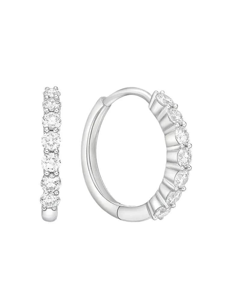 Women's 18K White Gold & 0.45 TCW Diamond Huggie Earrings Women's 18K White Gold & 0.45 TCW Diamond Huggie Earrings