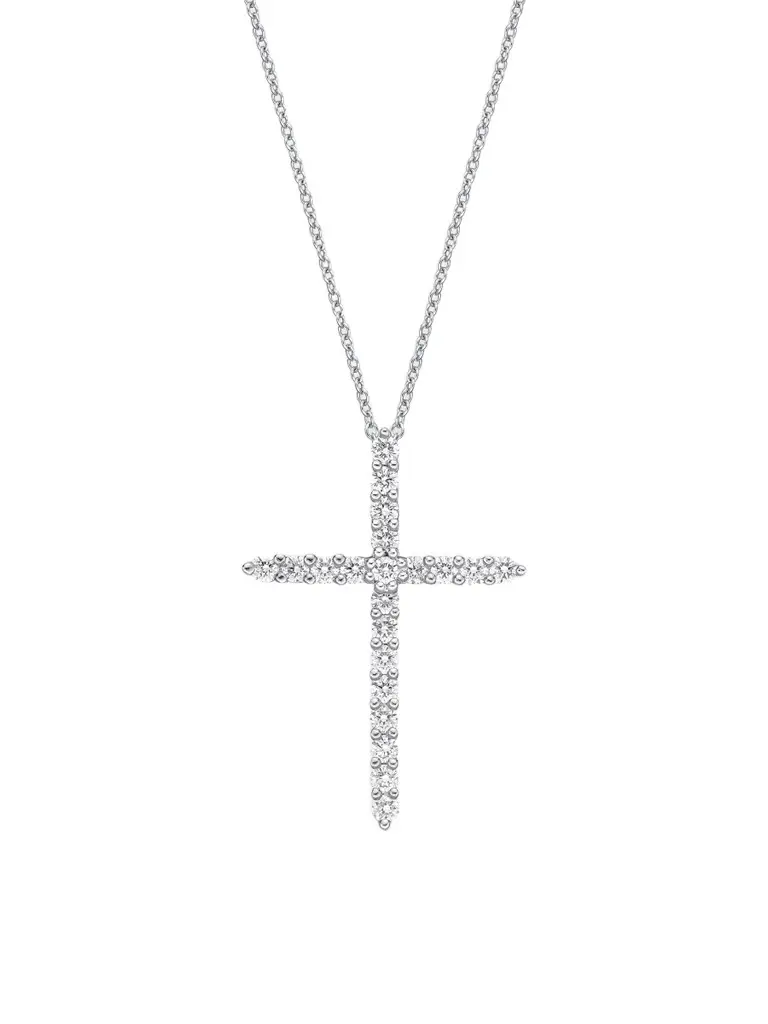 Mémoire Women's 18K White Gold & 0.17-0.20 TCW Diamond Shared-Prong Cross Pendant Necklace