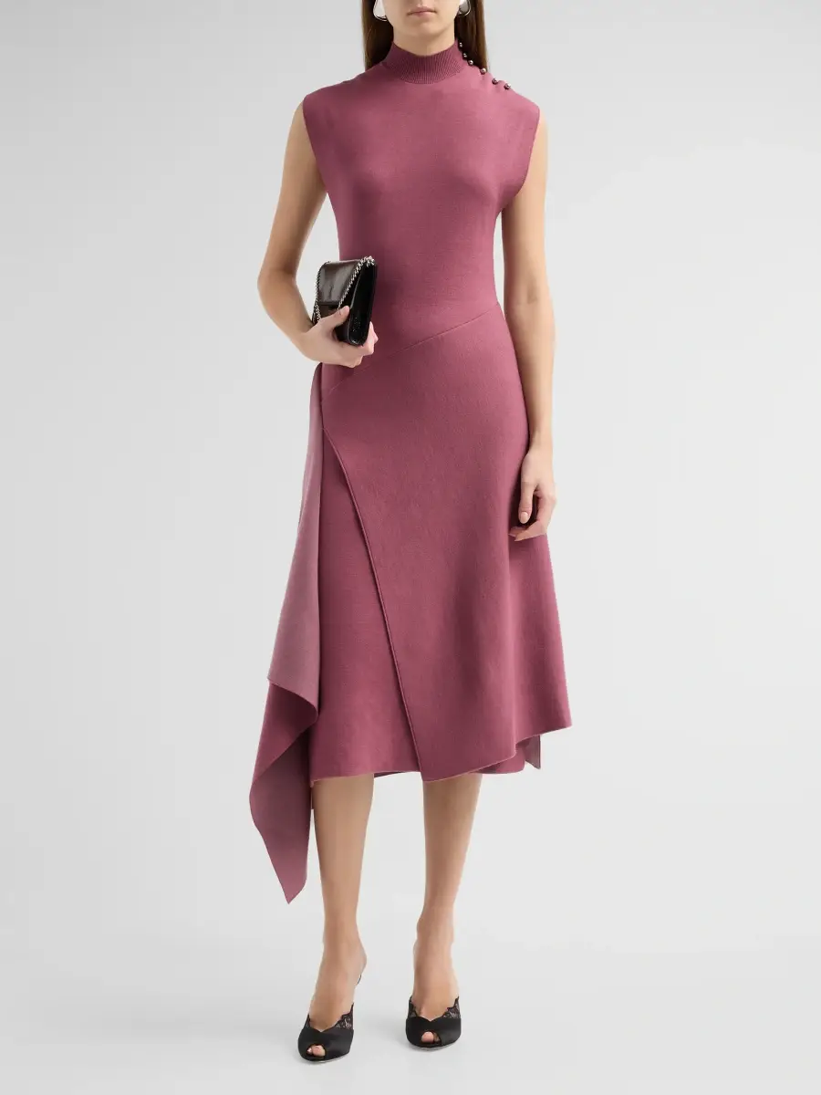 Lanvin Women's Mock-Turtleneck Draped Knit Midi Dress | Thumbnail 2 Lanvin Women's Mock-Turtleneck Draped Knit Midi Dress | Thumbnail 2