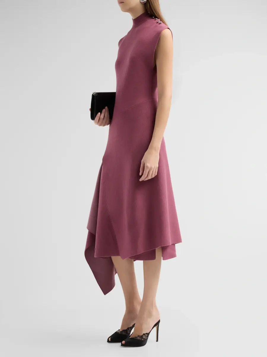 Lanvin Women's Mock-Turtleneck Draped Knit Midi Dress | Thumbnail 4 Lanvin Women's Mock-Turtleneck Draped Knit Midi Dress | Thumbnail 4