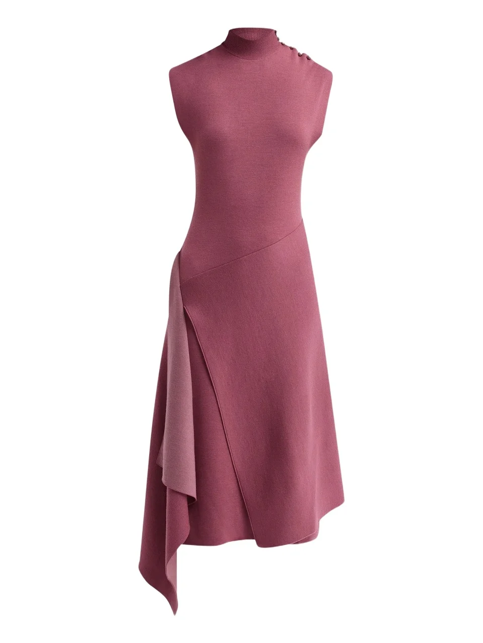Lanvin Women's Mock-Turtleneck Draped Knit Midi Dress