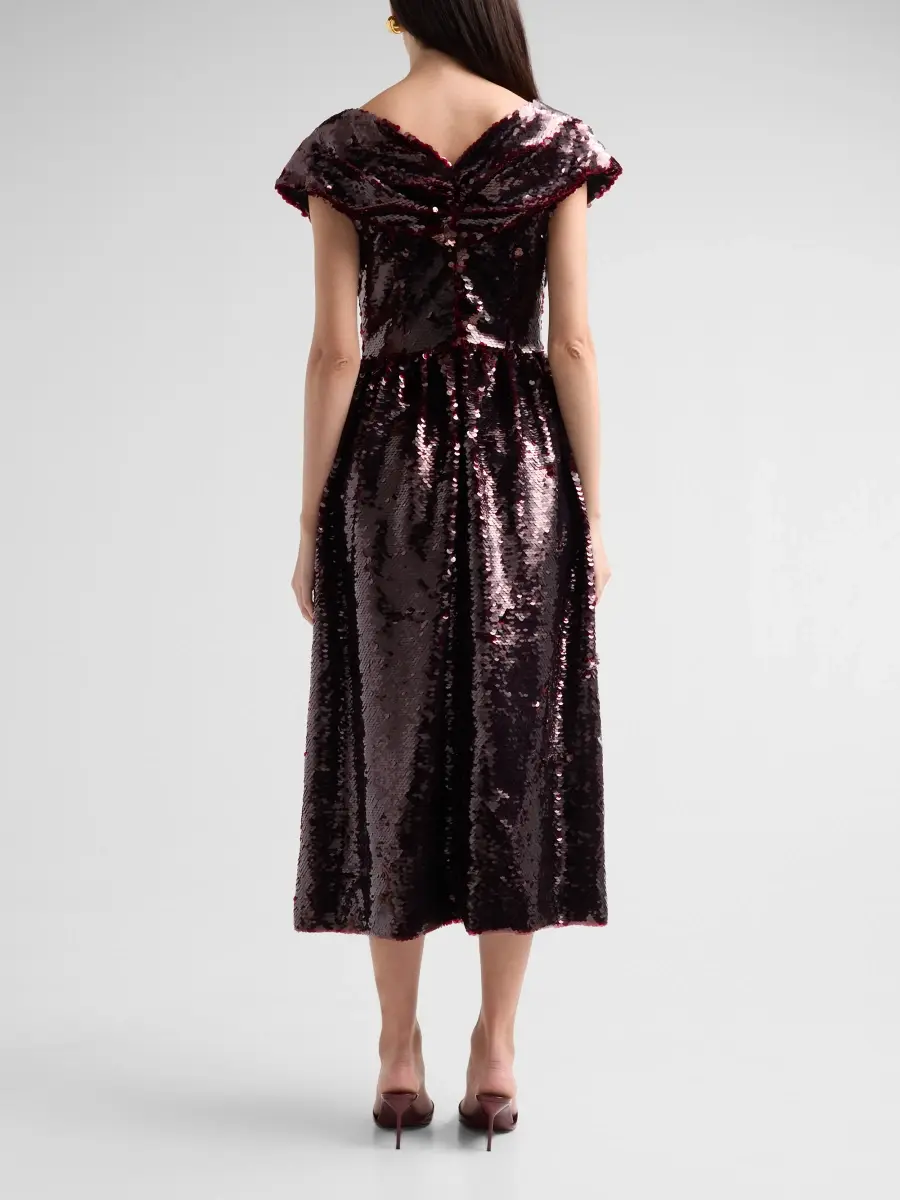 Simone Rocha Women's Sequined Bow Cap-Sleeve Midi Dress | Thumbnail 3 Simone Rocha Women's Sequined Bow Cap-Sleeve Midi Dress | Thumbnail 3