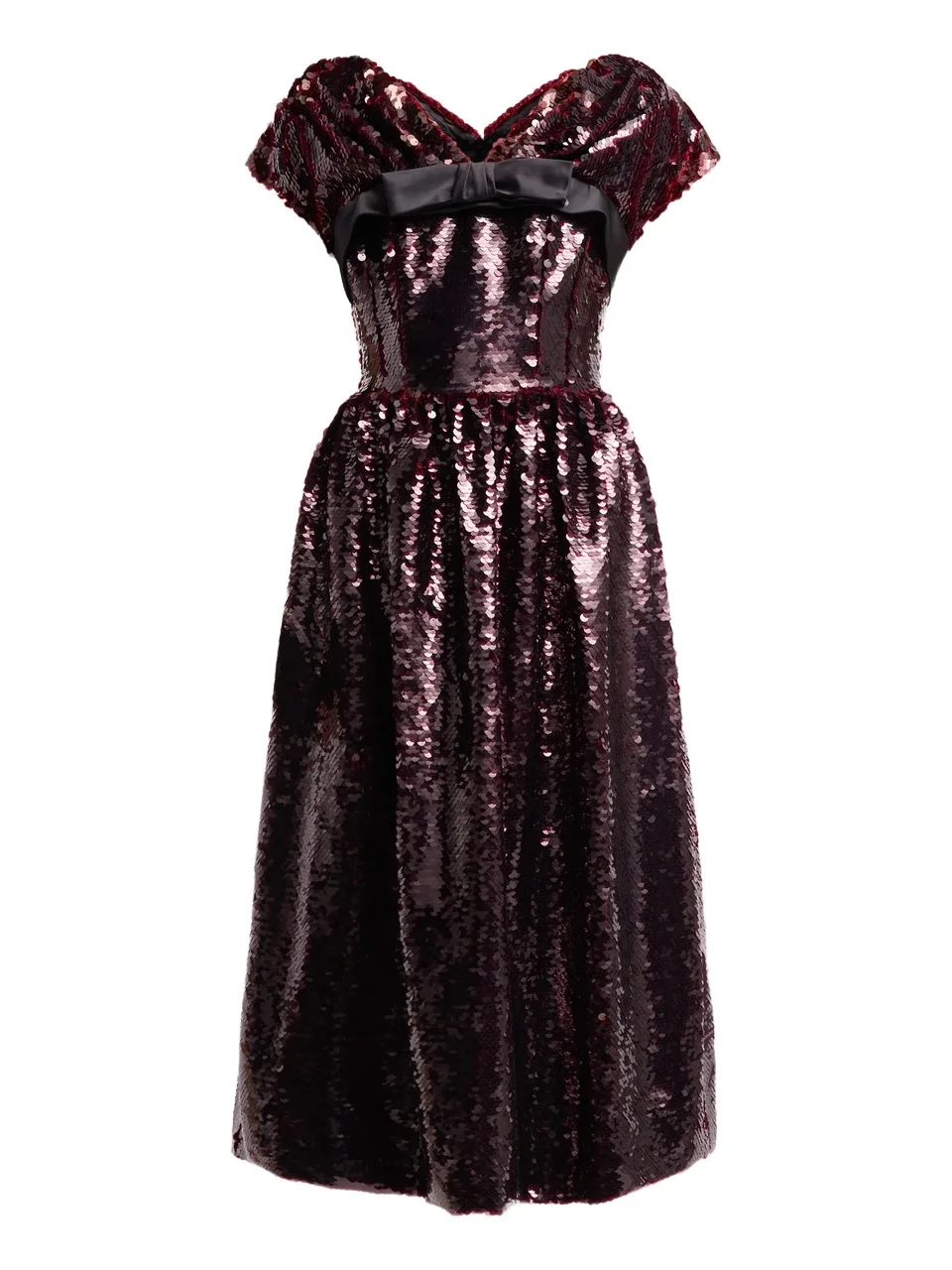 Simone Rocha Women's Sequined Bow Cap-Sleeve Midi Dress