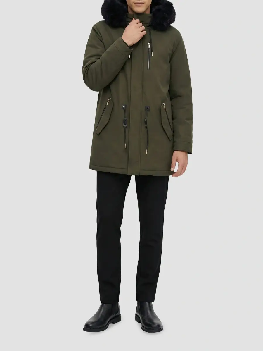 Gorski Men's Shearling Lamb Parka with Detachable Long Hood Trim | Thumbnail 2 Gorski Men's Shearling Lamb Parka with Detachable Long Hood Trim | Thumbnail 2