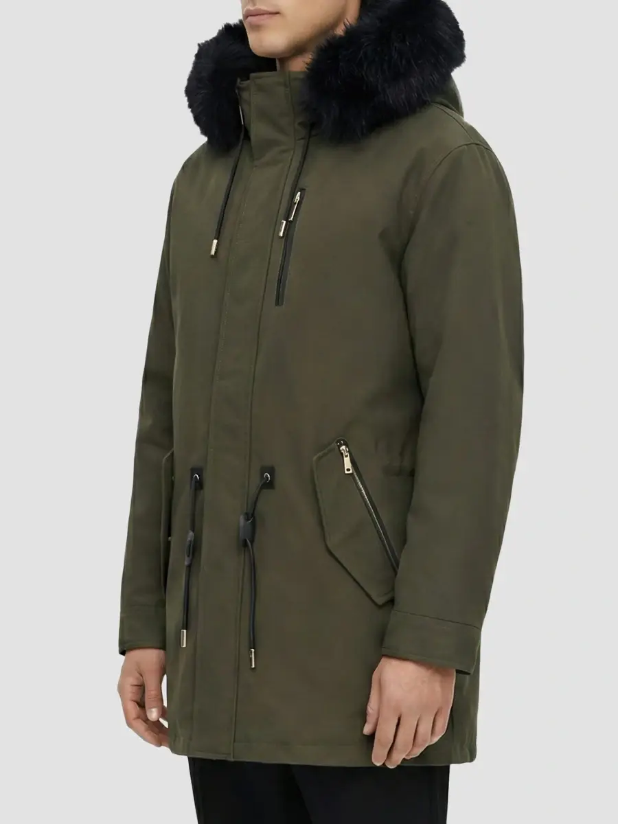 Gorski Men's Shearling Lamb Parka with Detachable Long Hood Trim | Thumbnail 4 Gorski Men's Shearling Lamb Parka with Detachable Long Hood Trim | Thumbnail 4