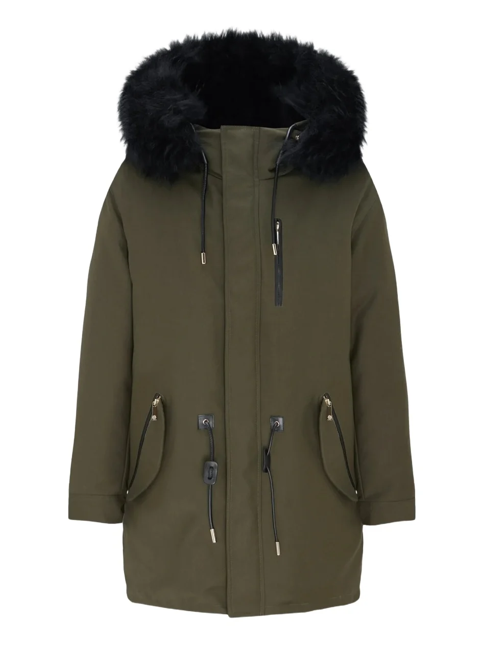 Gorski Men's Shearling Lamb Parka with Detachable Long Hood Trim
