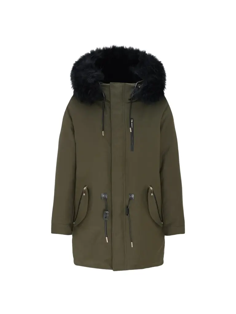 Gorski Men's Shearling Lamb Parka with Detachable Long Hood Trim