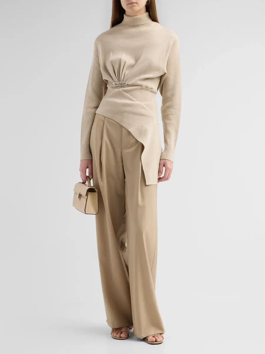 Lanvin Women's Asymmetric Draped Safety Pin Turtleneck Sweater | Thumbnail 2 Lanvin Women's Asymmetric Draped Safety Pin Turtleneck Sweater | Thumbnail 2