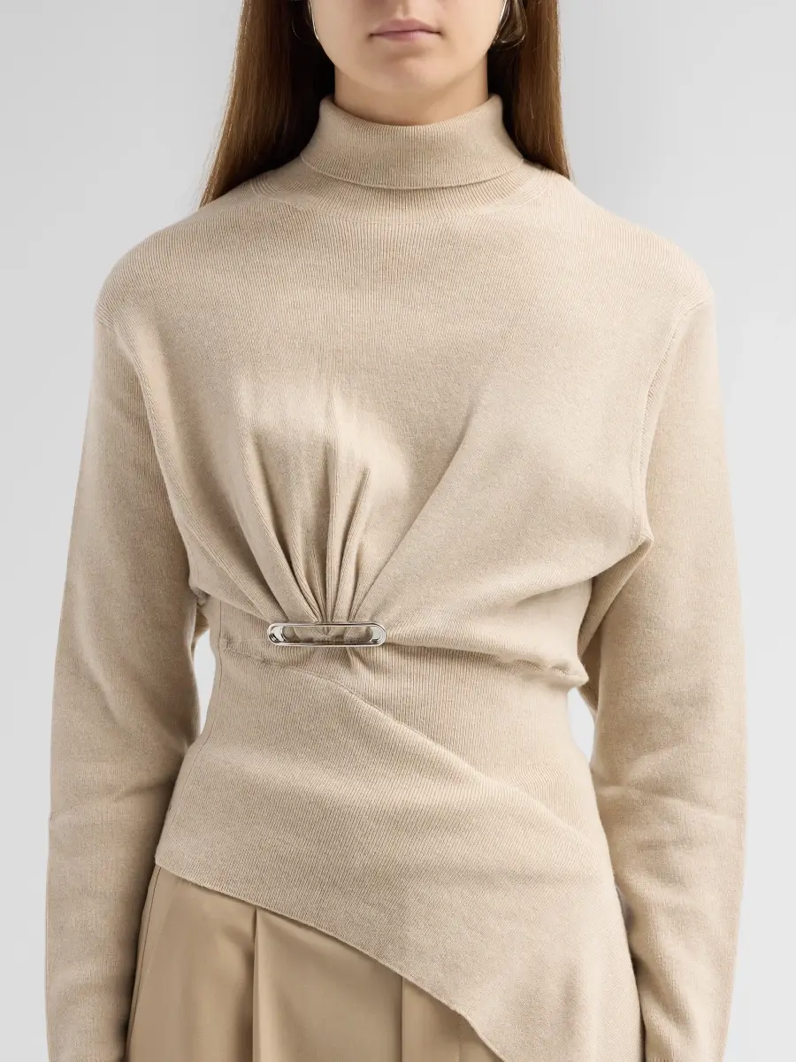 Lanvin Women's Asymmetric Draped Safety Pin Turtleneck Sweater | Thumbnail 5 Lanvin Women's Asymmetric Draped Safety Pin Turtleneck Sweater | Thumbnail 5