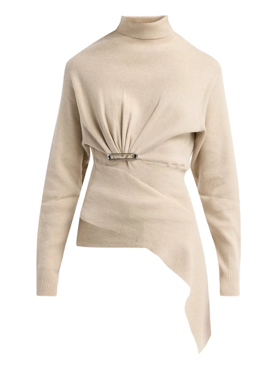 Lanvin Women's Asymmetric Draped Safety Pin Turtleneck Sweater