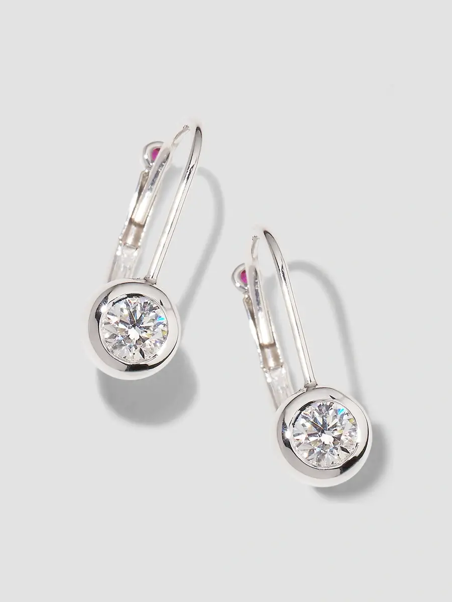 Roberto Coin Women's 18K White Gold & 0.48 TCW Diamond Bezel-Drop Earrings | Thumbnail 3 Roberto Coin Women's 18K White Gold & 0.48 TCW Diamond Bezel-Drop Earrings | Thumbnail 3